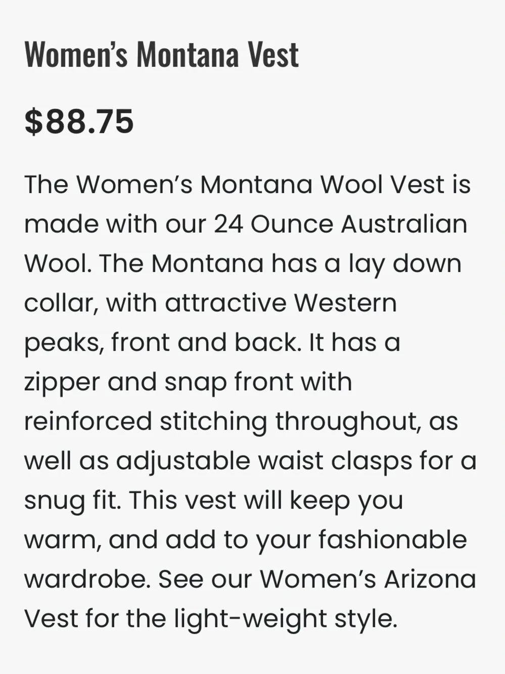 Wyoming Traders Montana Women's Black Button-Front Vest virgin wool large